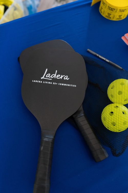 Ladera pickleball racket and balls