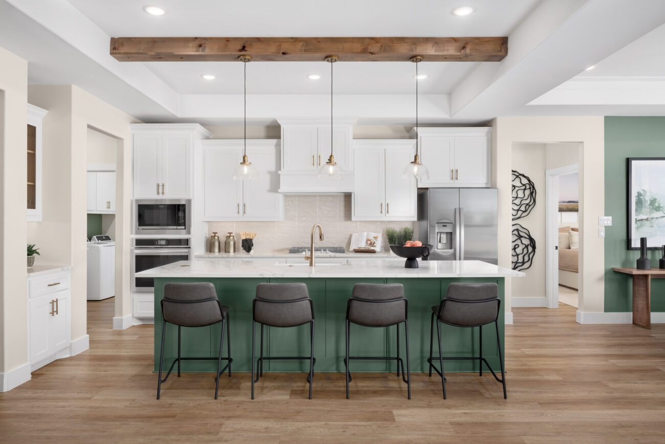 White cabinet, green accent Torino kitchen