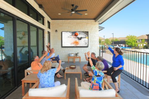 outdoor porch TV entertaining