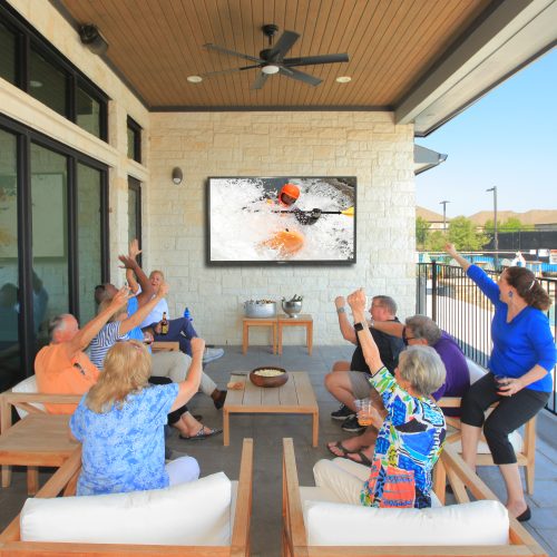 outdoor porch TV entertaining