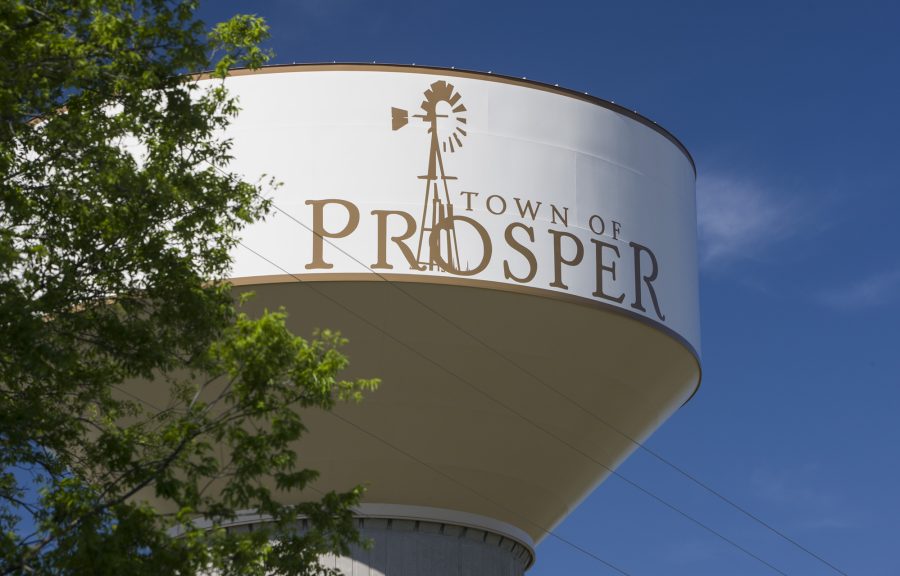 water tower in Prosper, Texas