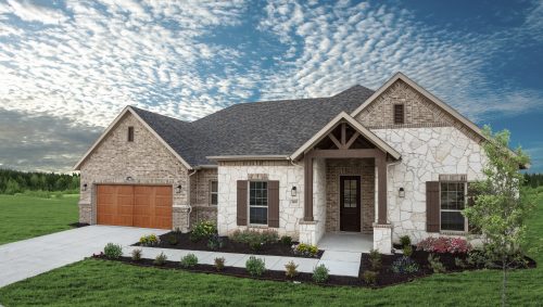 home exterior with brick and stone