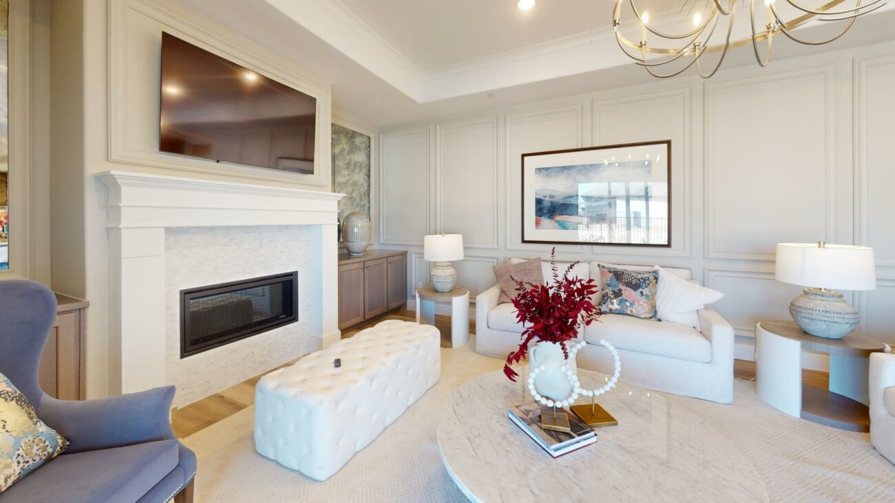 furnished living room at ladera living