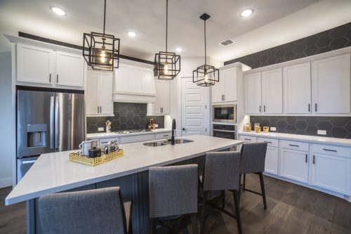 kitchen interior with white cabinets