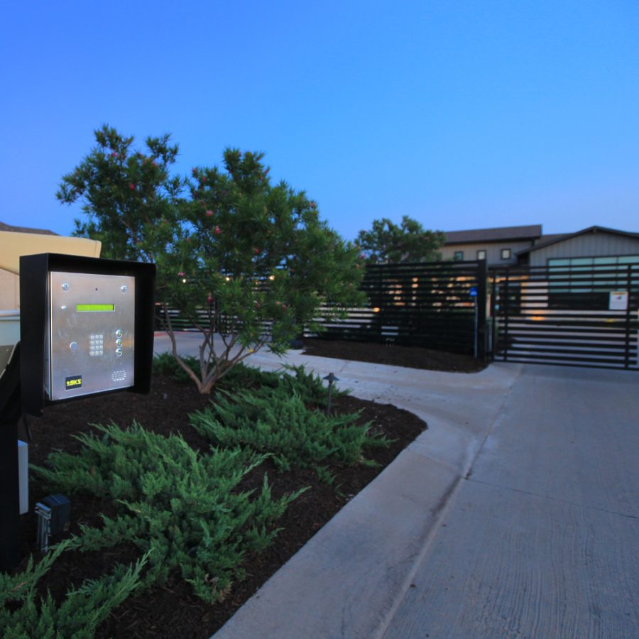 keypad and gate to community entrance